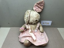 Vintage Gund Creations Stuffed Easter Bunny Pink Dress 1950s