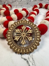 Wooden Reindeer Snowflake Christmas Ornament   Laser Cut Holiday Decor 4  