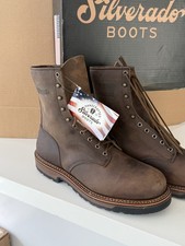Silverado Mens 8in Lumberjack Shipyard Oil Brown Leather Work Boots Size 13 7710