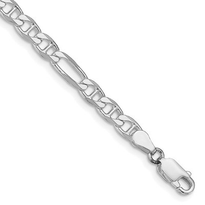925 Sterling Silver Rhodium-plated 4.5mm Figaro Anchor Chain Bracelet 8''