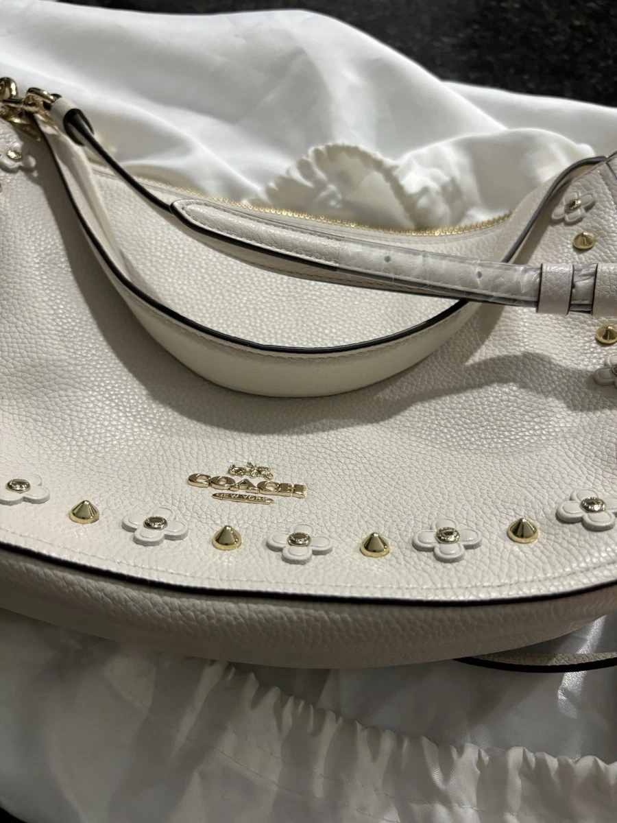 ショルダーバッグ Coach Chelsea Shoulder Bag Floral Studs Coach White-Pink Floral Print Leather Chelsea Shoulder Bag Coach