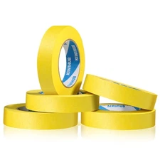 Yellow Painters Tape,1" x 60 Yards x 5 Rolls (300 Yards Total) - Medium Adhes...