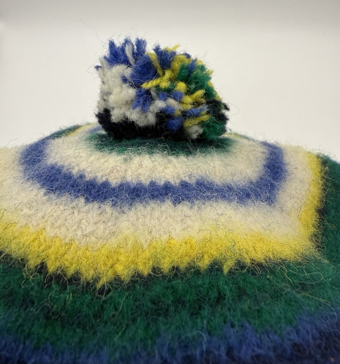 70s EMME WOOL BLUE LINED TAM O SHANTER HAT W LRG POM-POM RETRO MCM CUSTOM MADE Vintage Scottish Tam O Shanter Wool Knit Beret Pom Hat Blue  main image 3
