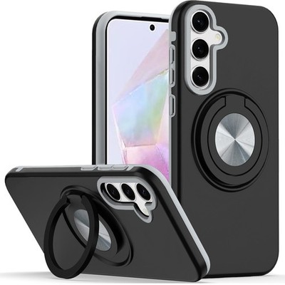 For Samsung A36/A56 Case Solid Rugged Shockproof with 360 Stand + Tempered Glass