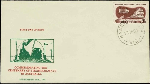 Australia Haslem 1954 Centenary of Australian Railway System FDC unaddressed.