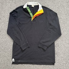 Men’s Cotton Traders Black Long Sleeved Rugby Shirt Size Medium