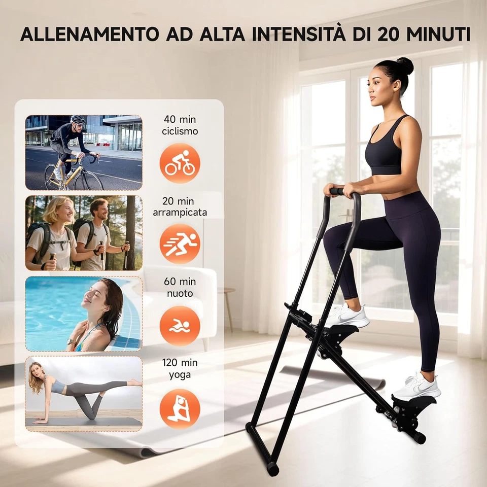 Stair Stepper Fitness, Stepper Verticale Pieghevole Con Display LCD, Attrezzo Pr - Immagine 2 di 4