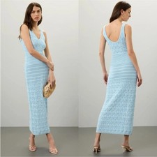 Ronny Kobo x RTR Blue Crochet Knit Dress, Size: XL