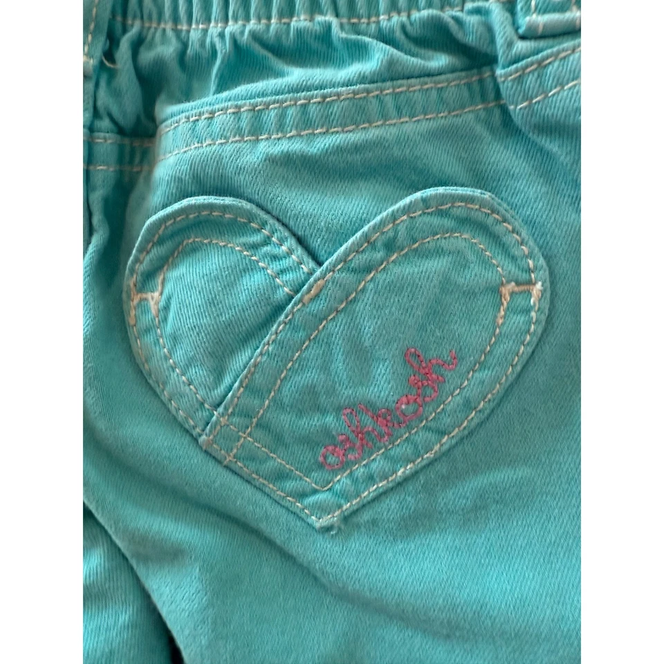 Pantalones de Colección OshKosh B'gosh Niñas Niño Pequeño Talla 3T Azul Turquesa Bolsillos Corazón Foto 4 de 4