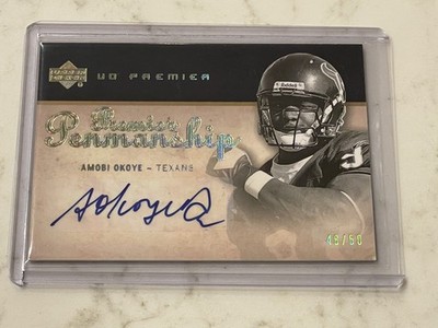 2007 UD Premier Penmanship Hologold /50 Amobi Okoye #PP-AO Rookie Auto RC 