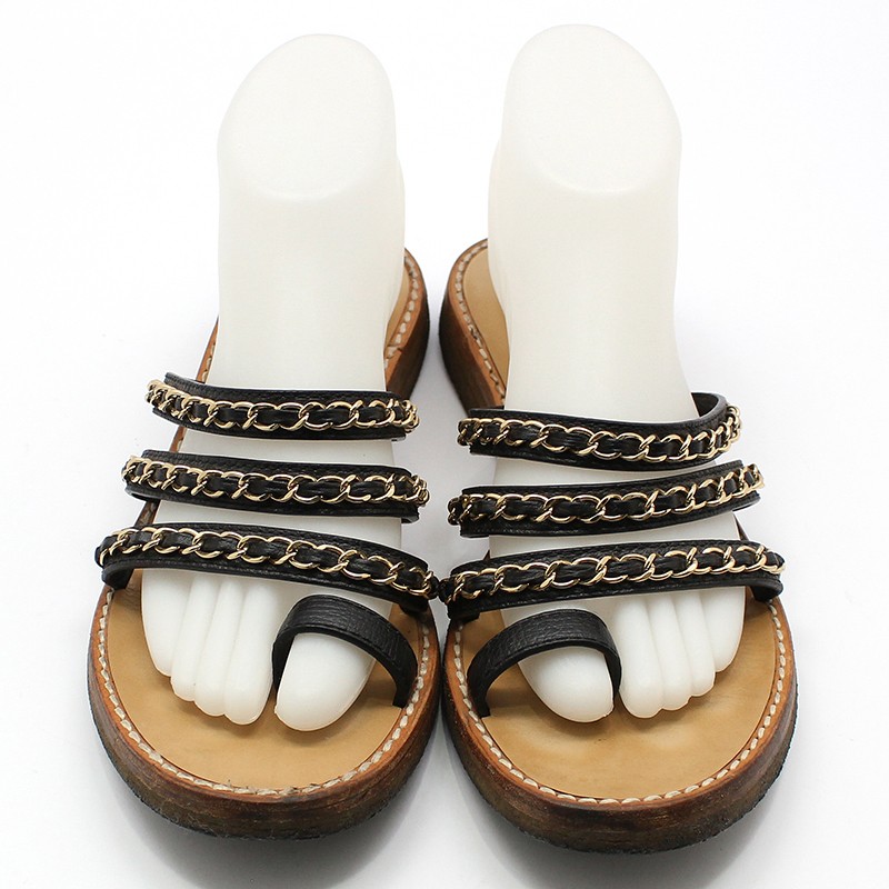 PANTOFOLA D’ORO CHANEL Ciabatte sandalo cinturino catena oro G31877 133183802