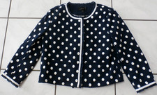 J. Crew Navy Polka Dot Textured Tweed Lady Jacket Ruffle Neck Sz 6 H862