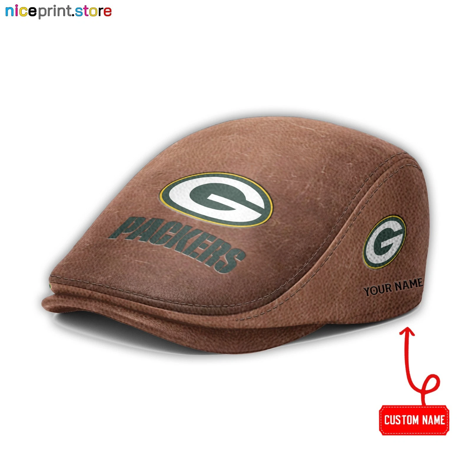 Green Bay Team Packers Jeff Cap football Driver Cap football Leather Flat Cap for Men