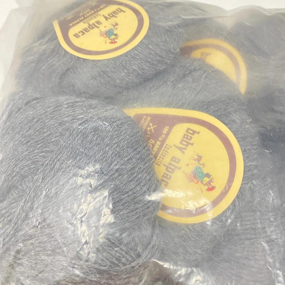100% Baby Alpaca Yarn Lot of 10 Skeins Fingering Superfine Wt Dk Charcoal 50g Ea - Image 2 of 4