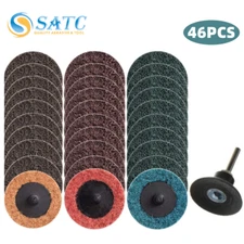 46PCS 2in Roll Lock Surface Conditioning Die Grinder Sanding Discs Set w/ Holder