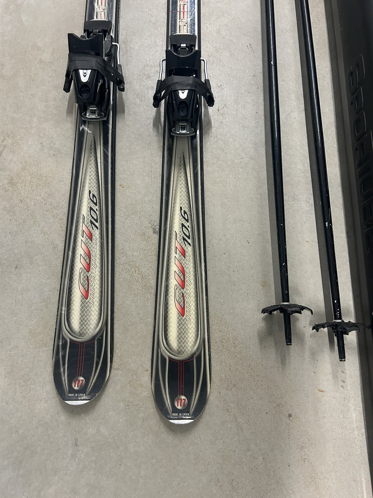 Sci da discesa Rossignol CUT 10 6 177 cm attacchi Salomon pali 54" Sportube