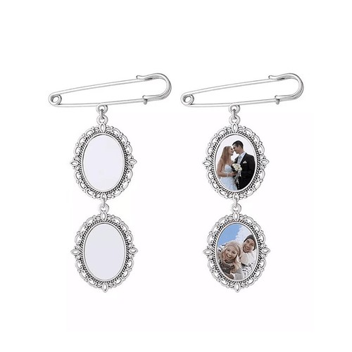 Buttonhole Triple Picture Memory Charm Wedding Groom Photo Pin Bride Bouquet Acc - Picture 15 of 22