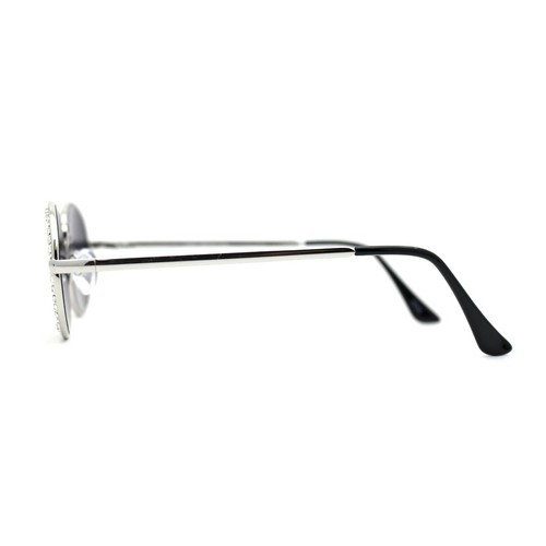 Kleine runde ovale Sonnenbrille mit voller Krone und Strass  - Bild 17 von 21