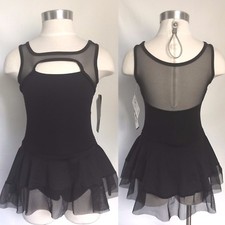 So Danca Girls Microfiber Mesh Tank Skirted Leotard Dress, Black or Red, NWT