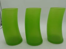 Set of 3 Vintage Libbey Watusi Tumblers Frosted Highball Glasses Spring Green