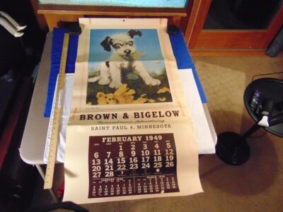 Feb 1949 Calendar Brown & Bigelow St Paul Minn Puppy Terrier Dog I'll Show You