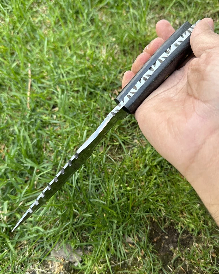 "Herramienta D2 hecha a mano acero caza hoja fija rastreador cuchillo funda EDC supervivencia 10""" Foto 4 de 4