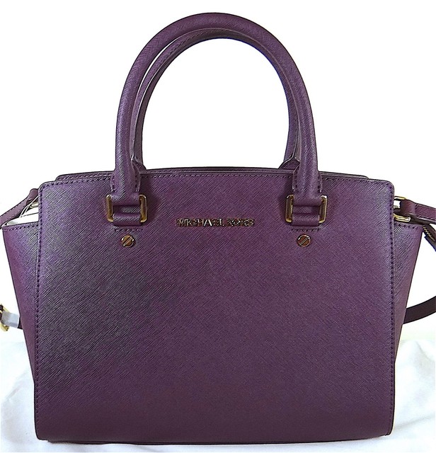 Michael Kors Selma Medium Damson Leather Satchel Bag 30s3glms2l