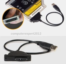 Black USB 2.0 to 7+6 13Pin Slimline SATA CD DVD Rom Optical Drive Cable Adapter
