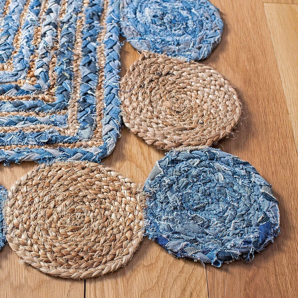 Alfombra Denim Yute Mezcla Trenzada a Mano Corredor Alfombra Rectángulo Moder... - Imagen 3 de 4