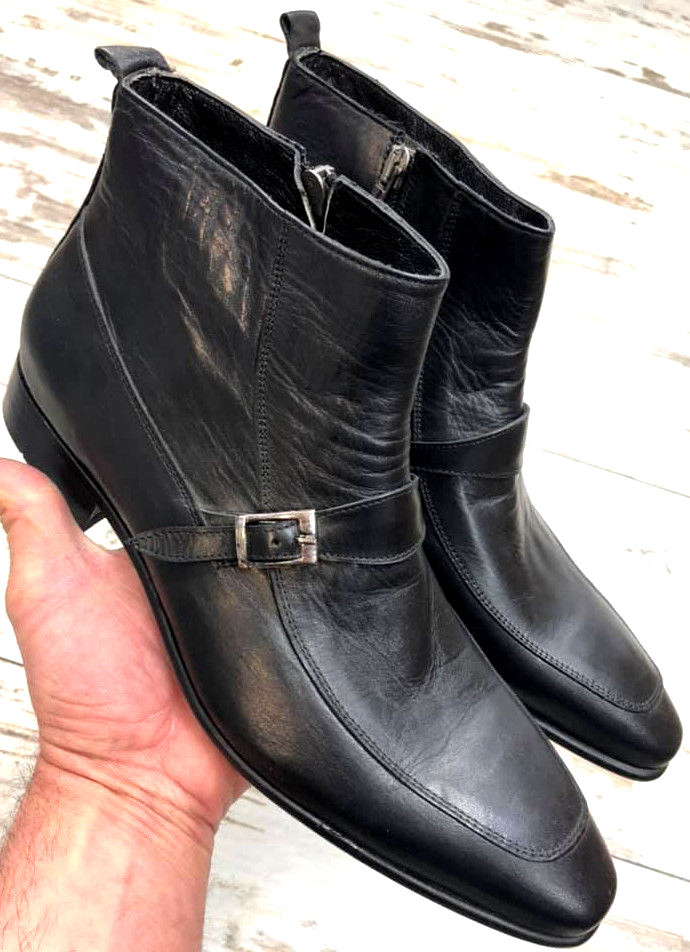 Piel de Ternero Botas Hombre Diseñador Negocios Botines Cremallera 39