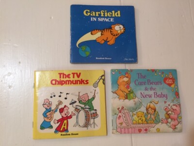 Three Vintage 1983 Random House Paperbacks - Garfield, Chipmunks, Care Bears 