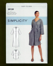 V-Neck Caftan, Tunic, Dress Sewing Pattern Loose Fit XXS-XXL Simplicity 9139