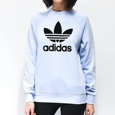 Adidas Crew Neck Long Sleeves Periwinkle Trefoil Sweatshirt Women's Size XS