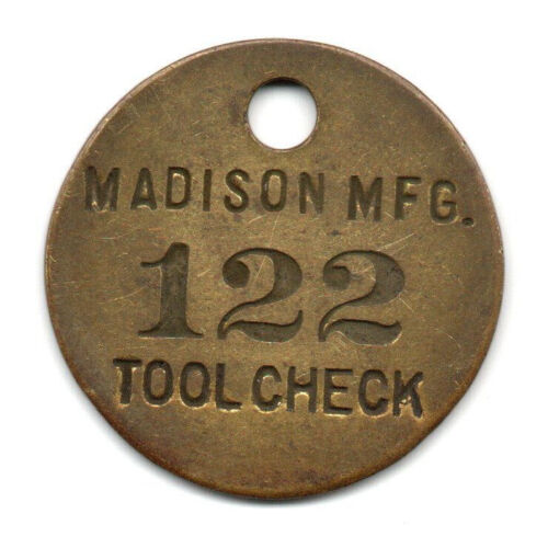 MADISON MFG. • FACTORY COMPANY • TOOL CHECK • TAG VINTAGE •  INDIANA - Picture 1 of 2