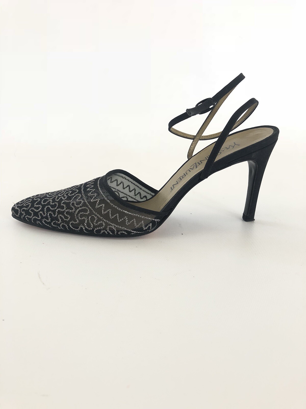 Yves Saint Laurent cinturino nero tacco alto decolte intorno alla caviglia tg 6 bellissimo