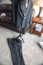 MEN TUXEDO FORMAL SUIT SET NEIL ALLYN BLACK GINGISS PANT WOOL XLARGE WEDDING