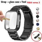 Stainless Steel Watch Band Wrist Strap +Case Cover For Fitbit Versa 2 /3/4/Sense
