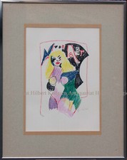 RICHARD LINDNER "Blond Girl" Signierte farbige Lithographie 56/75 Rahmen Popart