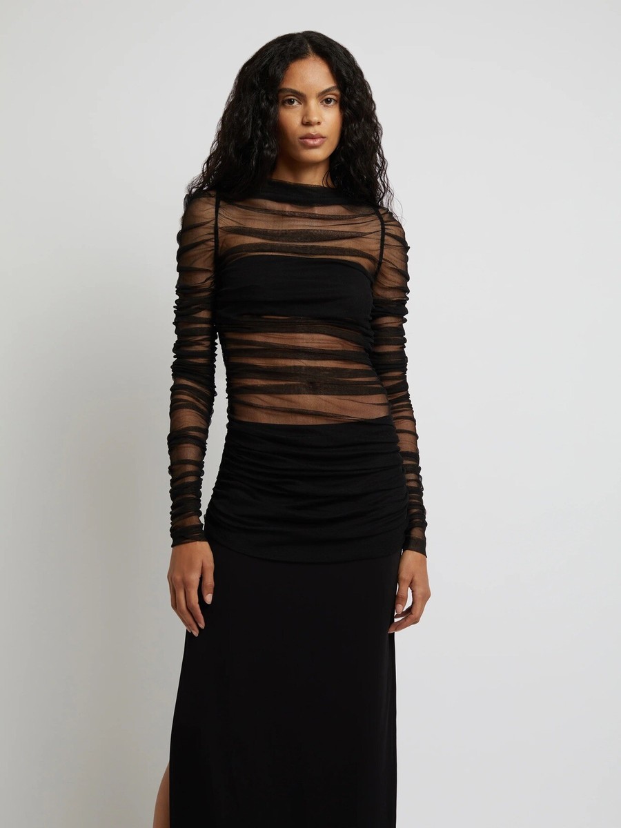Christopher Esber Tulle Column Dress Black Silk Long Sleeve US 2 NWT $1185 | eBay Christopher Esber Tulle Column Dress Black Silk Long Sleeve US 2 NWT $1185 | eBay