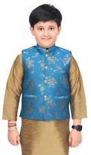 Boys Indian Maharaja Style Printed Brocade Party Wear Waistcoat Only 024 UK