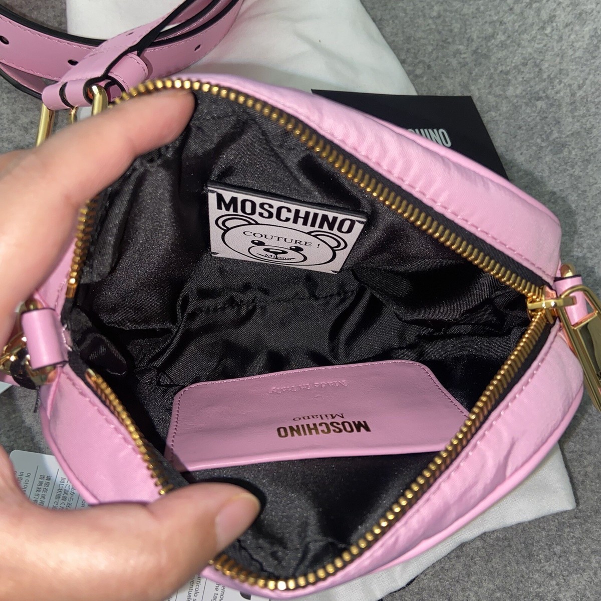 NWT $845 Moschino Teddy Bear Logo Belt Bag with Wristlet
