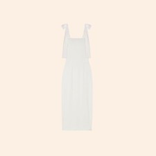 NWT $428 Reformation Balsam Dress Ivory White Maxi Long Ribbon Tie Bridal 8