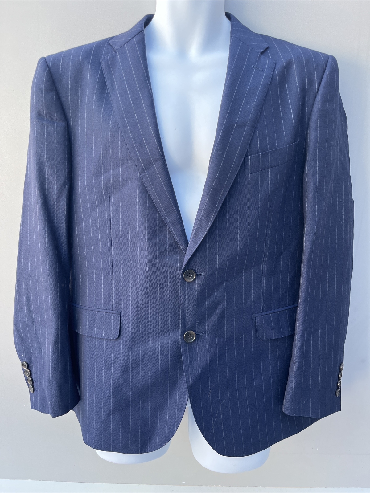Moss Bros Wool Regular jacket & waistcoat 2 piece size 44” Blue
