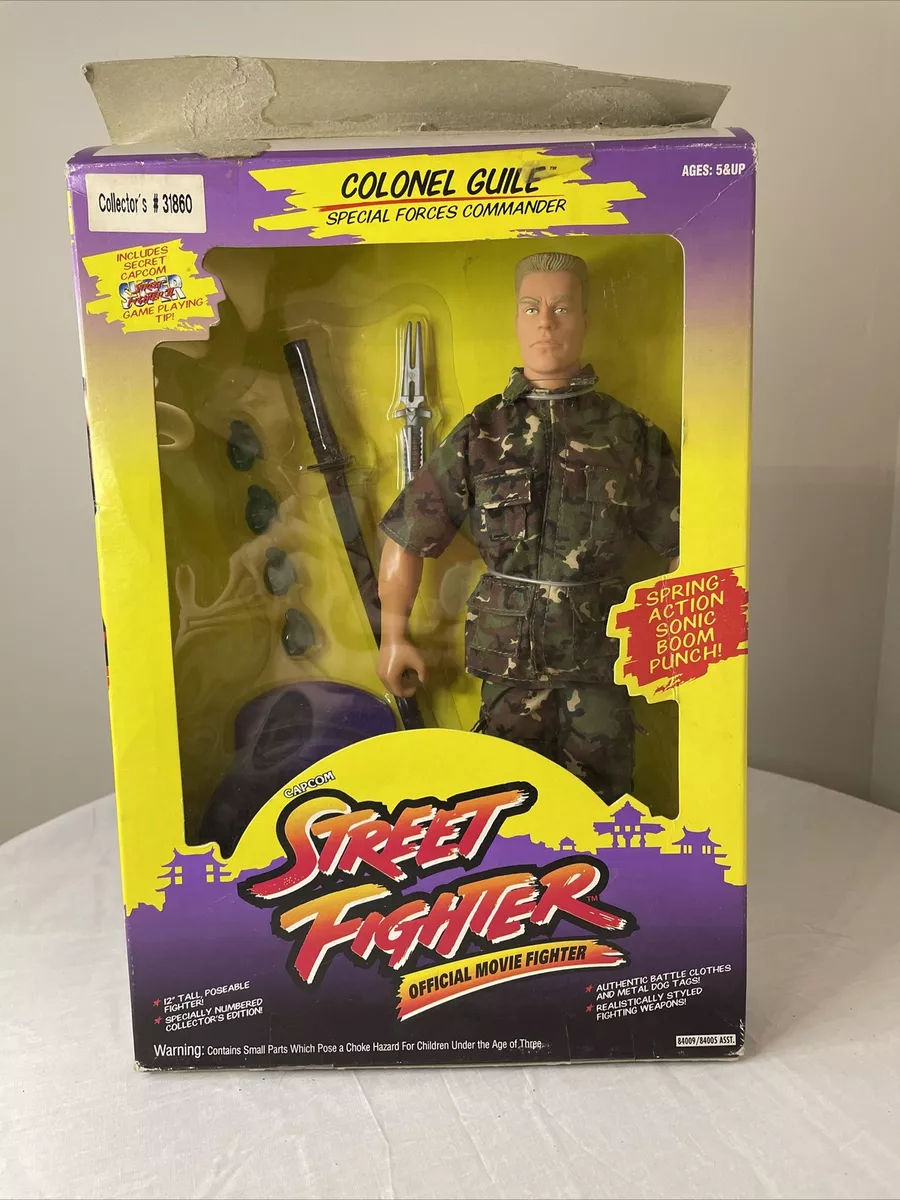 1993 Hasbro Capcom Street Fighter Movie COLONEL GUILE 12” Figure Box GI Joe