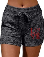 Womens Casual Comfy High waisted Wide Leg Athletic Short W/Pocket - BLACK - Med