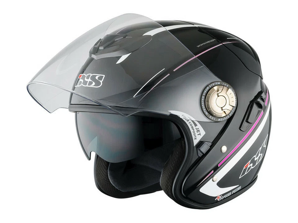 IXS Jethelm HX 91 Boost | Schwarz-Pink | Motorradhelm aus Fiberglas - Bild 2 von 3