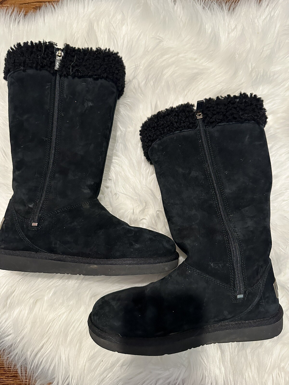 UGG Australia Plumdale Cuff Shearling Boot Black 1102932 Pom Pom Women's 5 image 3