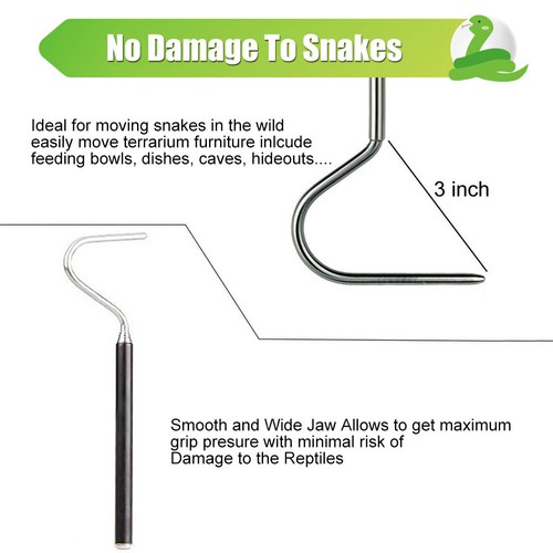 Retractable Stainless Steel Reptile Snake Hook Grabber Catcher Stick Handle Tool - Picture 3 of 8