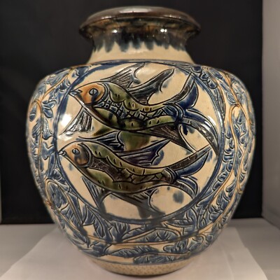 Japanese Ryukyu Tsuboya Okinawan Pottery Large Vase Aragaki Isao