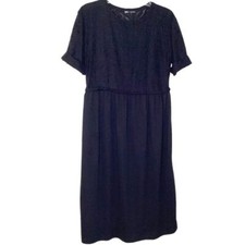 Zara Dress Sz S Black Midi Whimsigoth Witchy Goth Grunge Lace Short Sleeves